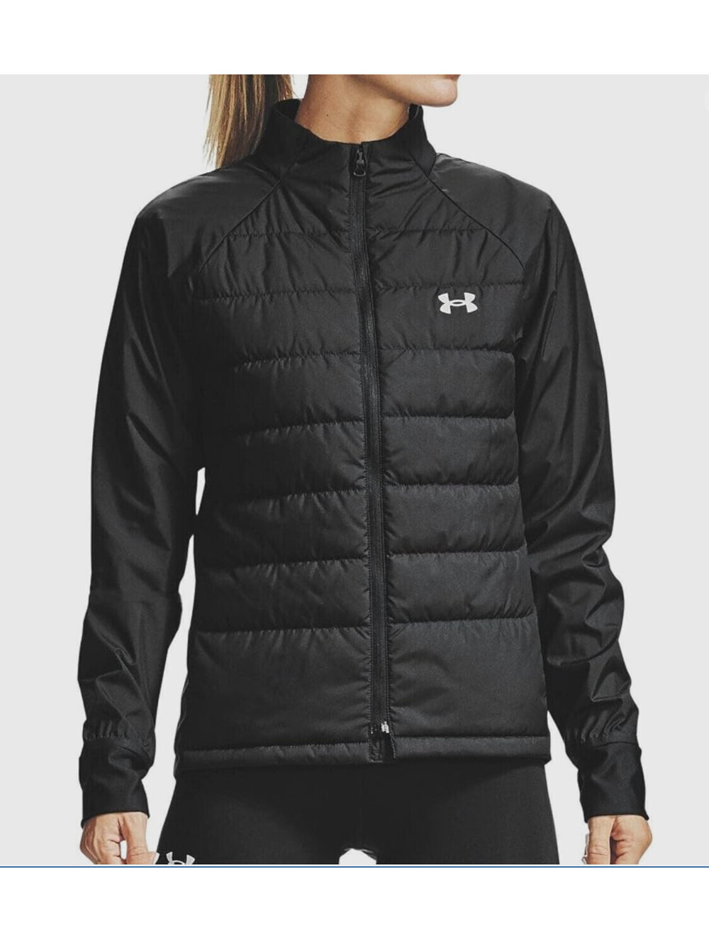 Under Armour Insulate Hybrid Running Jacket Womens S Small Black Quilted Nylon